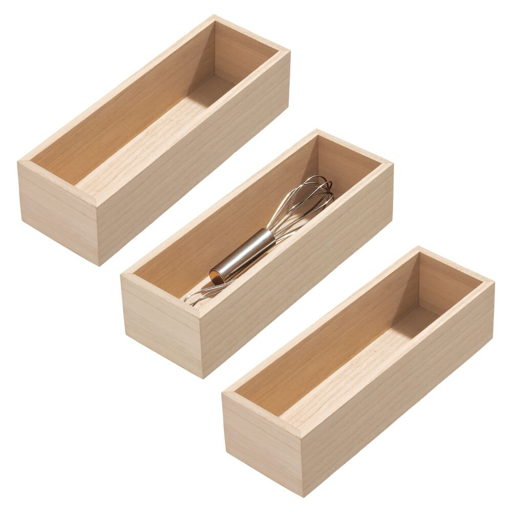iDesign Paulownia Wood Small Kitchen Drawer Organizer - Drawer ...